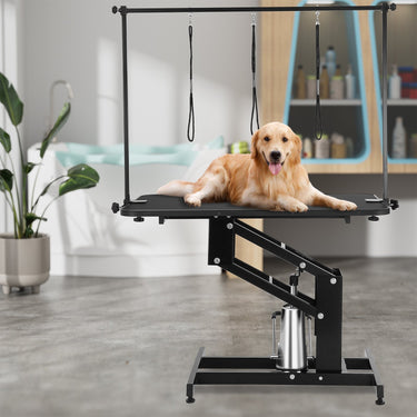 VEVOR 43" Hydraulic Pet Grooming Table, Heavy Duty Dog Grooming Arm for Medium/ Small Dogs, Height Adjustable Dog Grooming Station, Anti Slip Tabletop /Dog Grooming Station, Max Bearing 400LBS-6