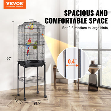 VEVOR 60 inch Flight Bird Cage, Metal Large Parakeet Cages for Cockatiels Parrot Budgies Lovebirds Canaries, Pet Big Bird Cage with Rolling Stand and Hanging Toys-0